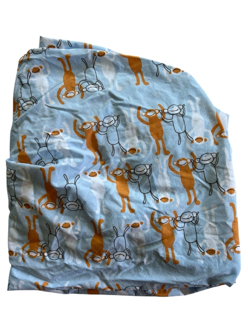Pottery Barn Kids Crib Sheet 100% Cotton Whimsical Monkey 53”x26”+8” Baby Infant